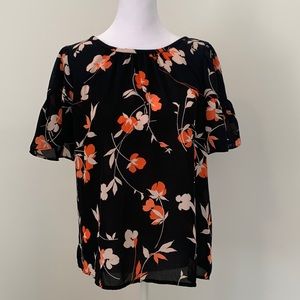 Ann Taylor factory large petite black floral top